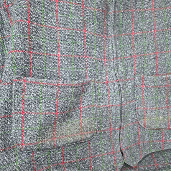 Vintage Johnson Woolen Mills Vest Size Large Wool Plaid Red Green Outdoor Zipper - Picture 4 of 12